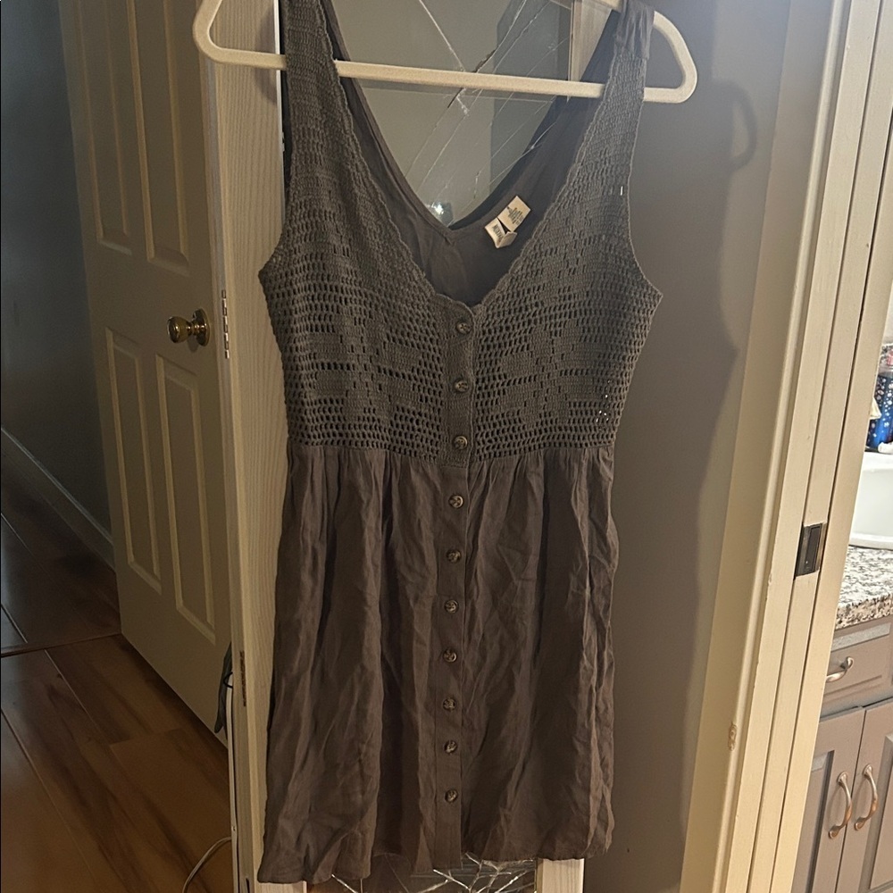 Sky and Sparrow Dark Gray Textured Dress
